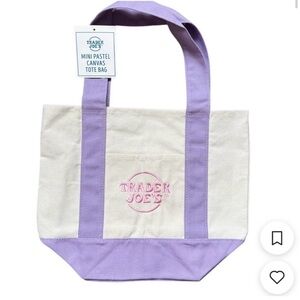 Trader Joe's Purple and Cream Canvas Tote Bag